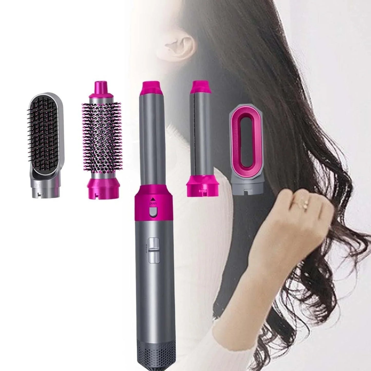 5-in-1 Hot Air Brush Hair Styler – Hair Dryer, Straightener, Curler & Volumizer