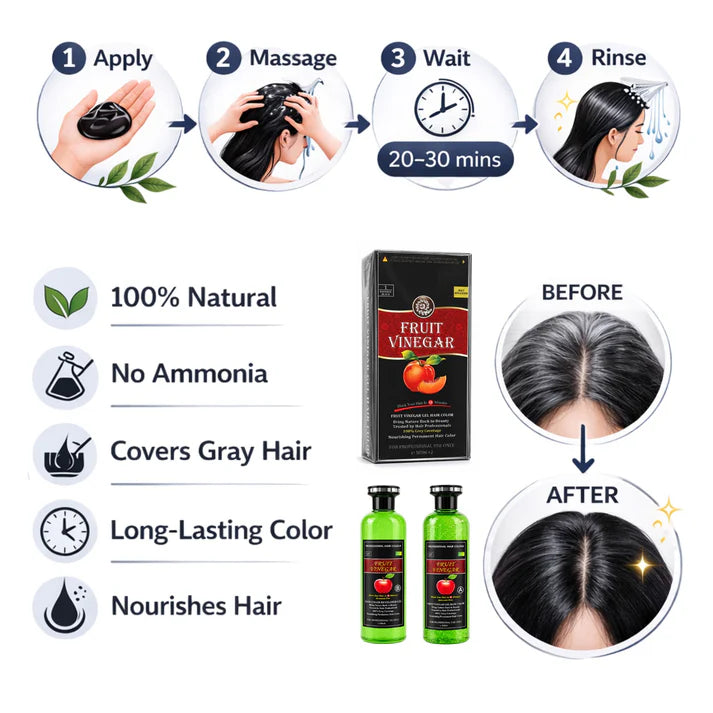 Fruit Vinegar Hair Color Gel (Pack of 2) | 100% Grey Coverage