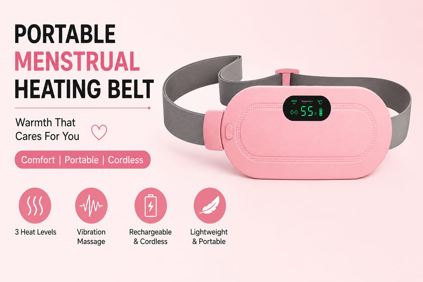 Portable Rechargeable Heating Belt For Women